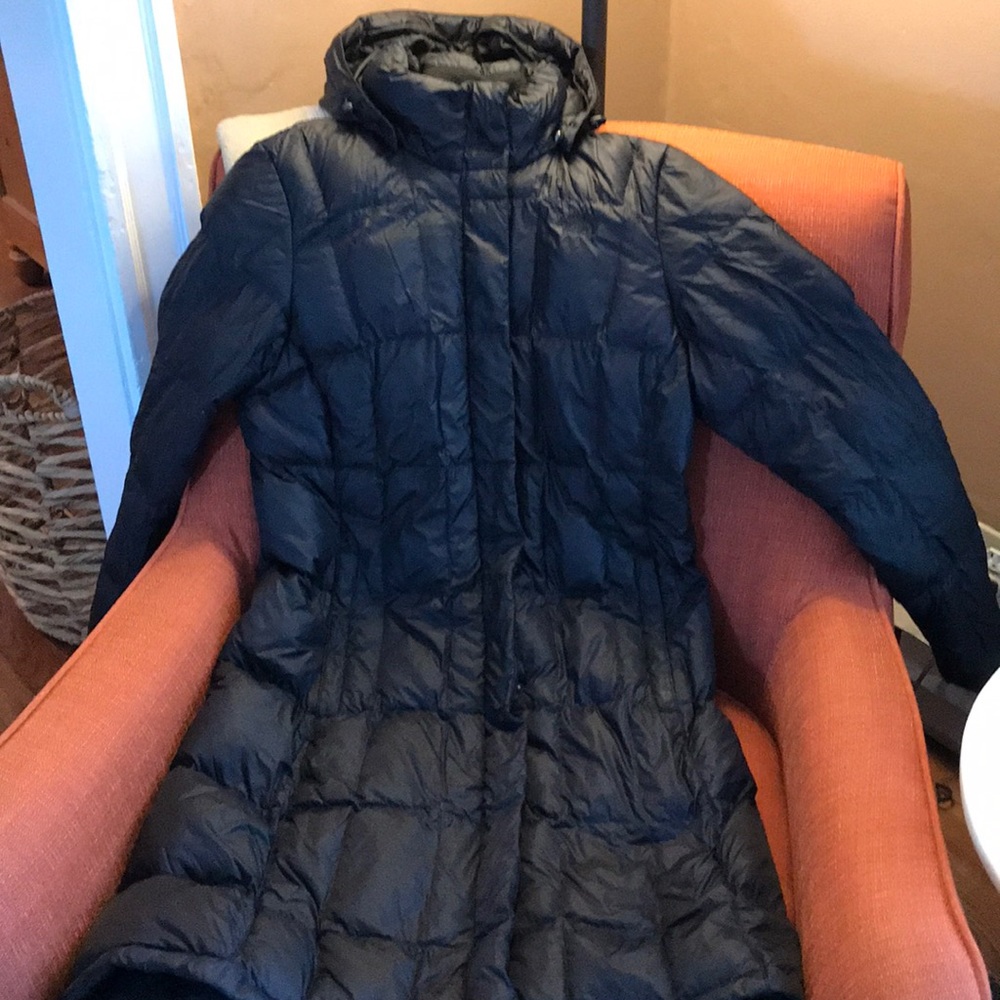 The North Face long black parka